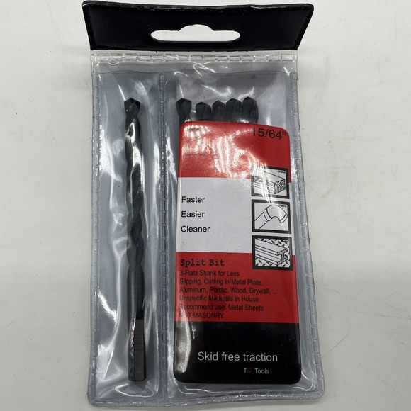 TG Tools Drill Bits 15/64" Split Bit Skid Free Traction 6 Pack Straight Shank - Picture 1 of 5